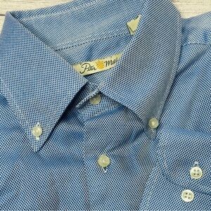 Peter‎ Millar Blue White Cotton Men’s Button Down Long Sleeve Shirt Size Large